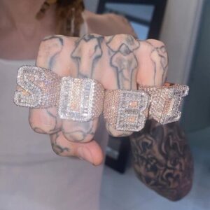 Custom Initial Letter Ring Iced Out VVS Rapper Personalized Alphabet Ring for Mens GifT