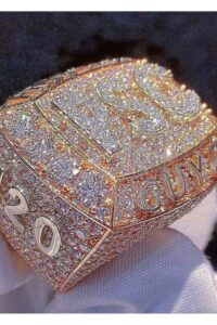 FULL ICED OUT RING WITH ROSE GOLD