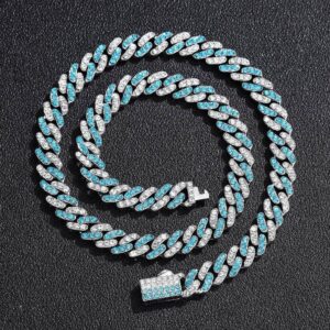 Men Two Tone Rhinestone Decor Necklace