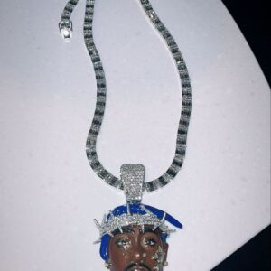tennis chain with face pendant